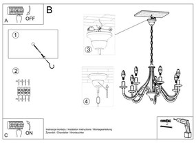 Čierne stropné svietidlo Sollux Floriano 5