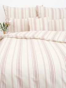 Predĺžené bavlnené obliečky Natural - Prúžky červené