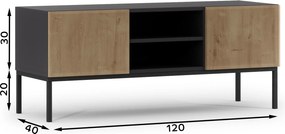 TV stolík Loyd (čierna matná + dub artisan). Akcia -16%. Vlastná spoľahlivá doprava až k Vám domov. 1051946