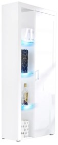 Vitrína Mamba MA2, Osvetlenie: osvetlenie LED modré, Farby: biela / biely lesk