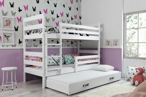 Poschodová posteľ s prístelkou ERIK 3 - 200x90cm Biely - Biely