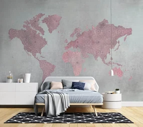 Gario Fototapeta Ružová mapa kontinentov - Andrea Haase Materiál: Vliesová, Rozmery: 100 x 70 cm