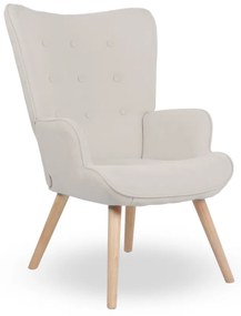 Kreslo ušiak LUGO — masív, látka, prírodná / krémová