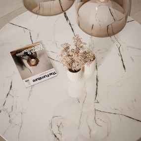 Okrúhly jedálenský stôl MASME biely mramor + zlatá