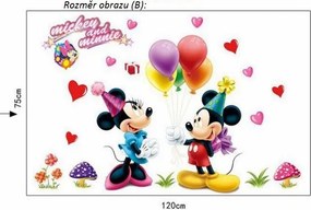 Veselá Stena Samolepka Mickey Mouse a Minnie Veľkosť: 75 x 120 cm