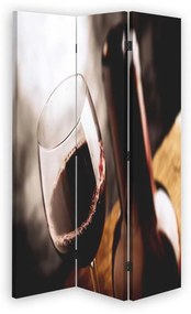 Ozdobný paraván Láhev vína - 110x170 cm, trojdielny, obojstranný paraván 360°
