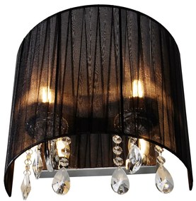 Klasická nástenná lampa chróm s čiernym tienidlom - Ann-Kathrin 2