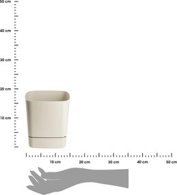 PLASTOVÝ KVETINÁČ CUBI 16X17,5 CM BÉŽOVÁ