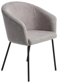 Svetlosivé čalúnené jedálenské kreslo s podrúčkami Easton – Unique Furniture