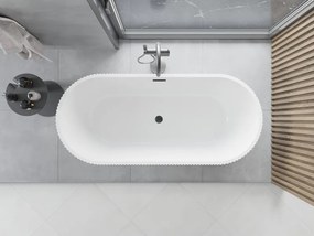 Mexen Yara, voľne stojaca ryhovaná vaňa 170 x 75 cm, biela lesklá, brúsený grafit prepad, 52861707500-66
