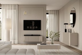 Závesný TV stolík Malmi 150 cm - kašmírová / crema bianca / zlatá
