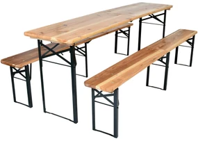 Skladacia drevená pivná súprava BestBerg BBBS-64 / 217 x 48 x 75 cm