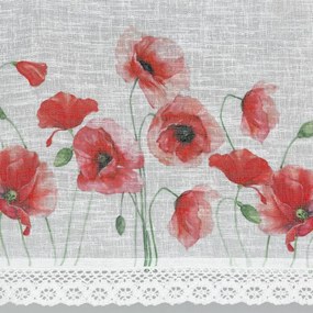 Dekorstudio Kuchynská záclonka MARI zdobená kvetinovou potlačou a čipkou 150 x 30 cm Rozmer záclonky: 30x150cm