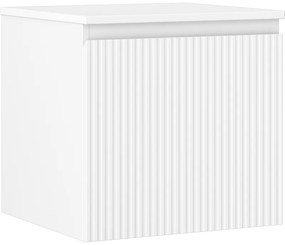 Mexen Rivel, kúpeľňová skrinka 50 cm s pracovnou doskou, 1 zásuvka, drážkovaná, biela matná, 91A20-05047-1-BFC01