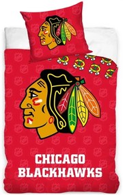 Hokejové posteľné obliečky NHL Chicago Blackhawks - motív Shields - 100% bavlna renforcé - 70 x 90 cm + 140 x 200 cm