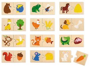 Drevené puzzle Viga Kŕmenie zvierat