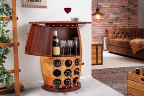 Dizajnový masívny stojan na víno s barovým pultom Seven Seas borovica 75cm