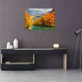 Sklenený obraz - Konitsa most (70x50 cm)