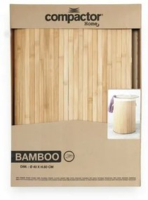 Compactor Bambusový kôš na bielizeň s vekom Compactor Bamboo - okrúhly, prírodný, 40 x 60 cm