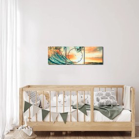 Obraz - Vlna (s hodinami) (90x30 cm)