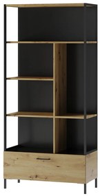 Regál Lucas II 16 90 cm dub Artisan/čierny