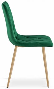 Set štyroch jedálenských stoličiek LIBRA zamatové tmavozelené / drevené nohy (4 ks)