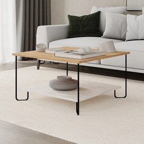 Konferenčný stolík s doskou v dubovom dekore v bielo-prírodnej farbe 80x80 cm Tonka – Marckeric