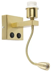 Moderná nástenná lampa mosadz s flexibilným ramenom - Brescia Combi