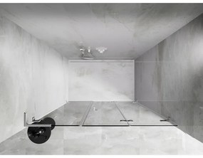 Mexen Lunar-F, L pravé sklápacie sprchové dvere 150 cm, 8mm číre sklo, biely profil, 836SL-150-050-20-00-P