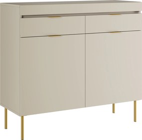 Dvojdverová komoda Sentia 105 cm s dvoma zásuvkami - kašmír / zlatá