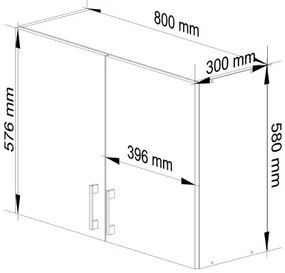Horná kuchynská skrinka LIMA W80 D2 biela / dub sonoma