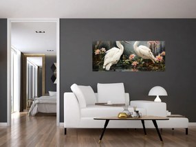 Obraz - Žeriavy biely (120x50 cm)