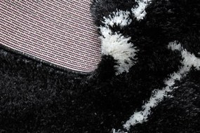 Koberec FLUFFY 2373 shaggy kratka, trellis - antracit / biely