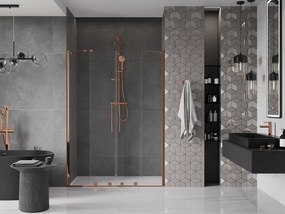 Mexen Velar Duo, posuvné dvere do otvoru 150x200 cm, 8mm číre sklo, ružové zlato, 871-150-000-02-60