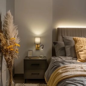 Brilagi - LED Nástenná lampa NUBILA WOOD 1xE27/25W/230V + LED/3W dub/antracit