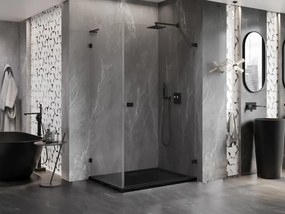 Mexen Lunar-B L pravý výklopný sprchový kút 95 x 90 cm, číre sklo, čierna matná, 832L-095-090-66-00-P