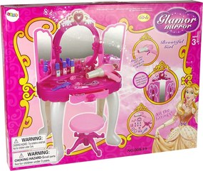 LEAN Toys Obrovský rozprávkový princeznovský toaletný stolík Zrkadlo Stolička