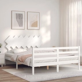 Rám postele s čelom biely 140x190 cm masívne drevo 3195267