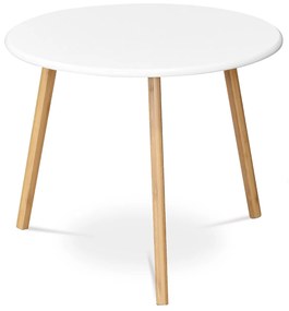 Autronic - Stůl konferenční 60x60x50 cm, MDF bílá deska, nohy bambus přírodní odstín - AF-1144 WT AKCE