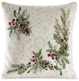 VIANOČNÁ GOBELÍNOVÁ DEKORAČNÁ OBLIEČKA NA VANKÚŠ PINE 45X45 CM VZOROVANÁ