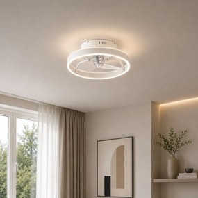 Stropný ventilátor biely 50 cm vrátane LED stmievateľný s diaľkovým ovládaním - Maddy