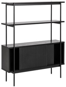 Čierna knižnica v dekore jaseňa s posuvnými dverami 94x114 cm Angus – Actona