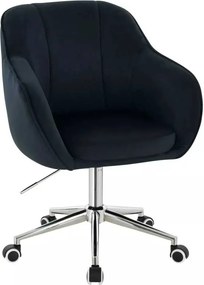 LuxuryForm DESIGN Stolička AVOLA VELUR na striebornej podstave s kolieskami - čierna