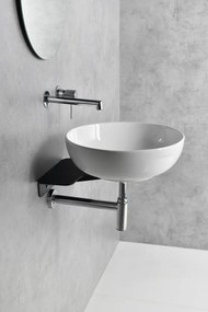 Sapho Tetris, nástenné okrúhle umývadlo s držiakom pre podomietkovou batériu, 415x140mm, biela, TZ429-02