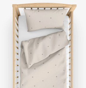 Goldea detské bavlnené obliečky do postieľky - bodky na béžovom 100 x 135 a 40 x 60 cm