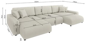 Krémová menčestrová rozkladacia/s úložným priestorom rohová pohovka Sara – Ropez