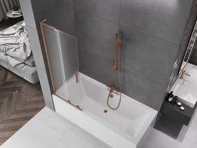 Mexen Velar L, 2-krídlová posuvná vaňová zástena 85 x 150 cm, 8mm sklo námraza, medená matná, 896-085-003-31-65