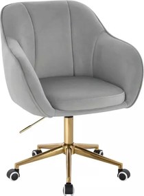 LuxuryForm DESIGN Stolička AVOLA VELUR na zlatej podstave s kolieskami - svetlo šedá