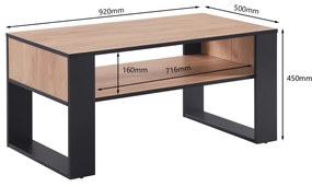 Konferenčný stolík Houseland Domini dub craft zlatý/čierny