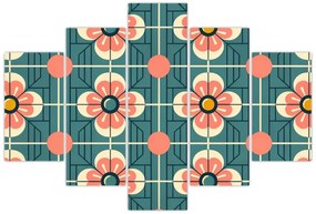 Obraz - Retro vzor s kvetmi (150x105 cm)